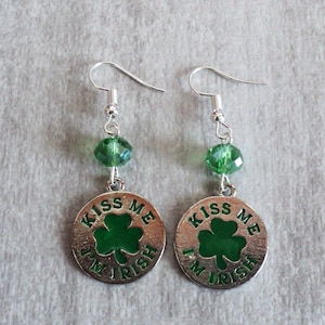 St. Patrick's Day Green Shamrock Earrings - Dangling Lucky Leaf Earrings For Women, Holiday Gift - View #4