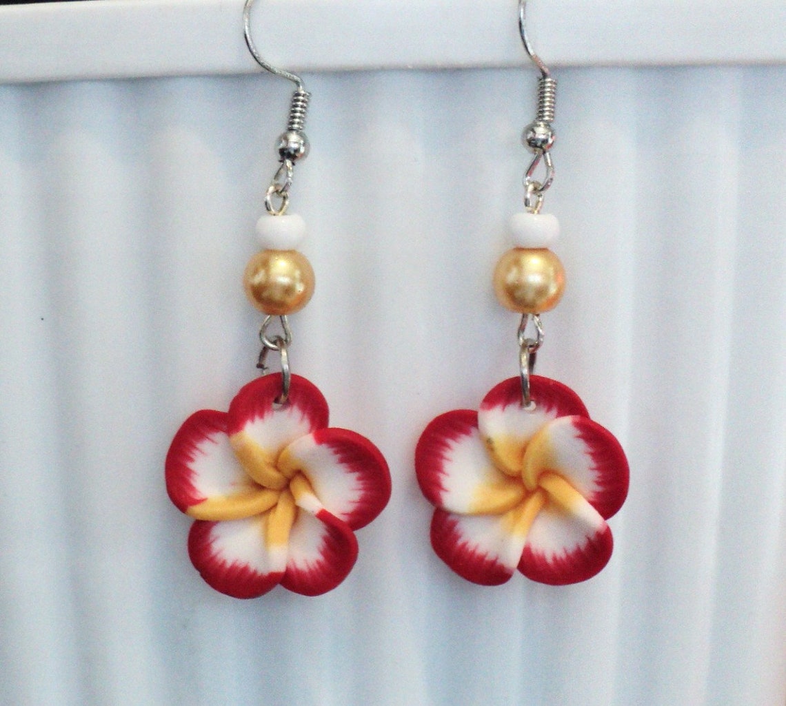 Red and Yellow Pansy Earrings Spring Floral Pansy Earrings Etsy