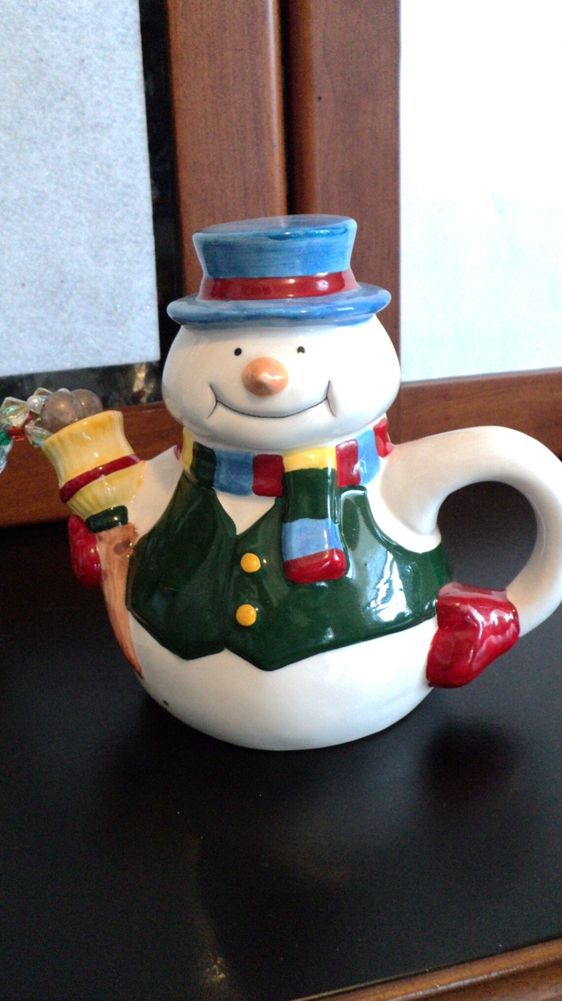Snowman Tea Pot Beaded Ceramic Tea Pot Beaded Home Decor Etsy