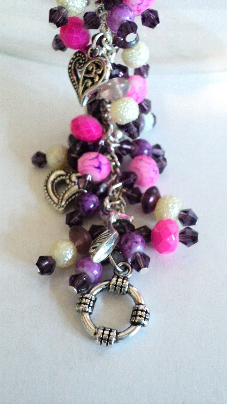 Princess Diva Charm Bracelet Pink and Purple Beaded Charm Etsy