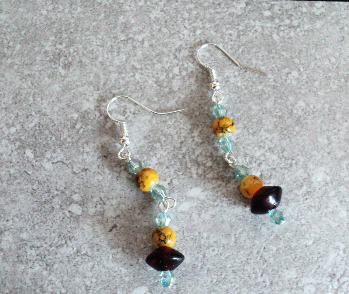 Ohrringe Glas und Kristall Ohrringe zwei gestufte Ohrringe | Etsy