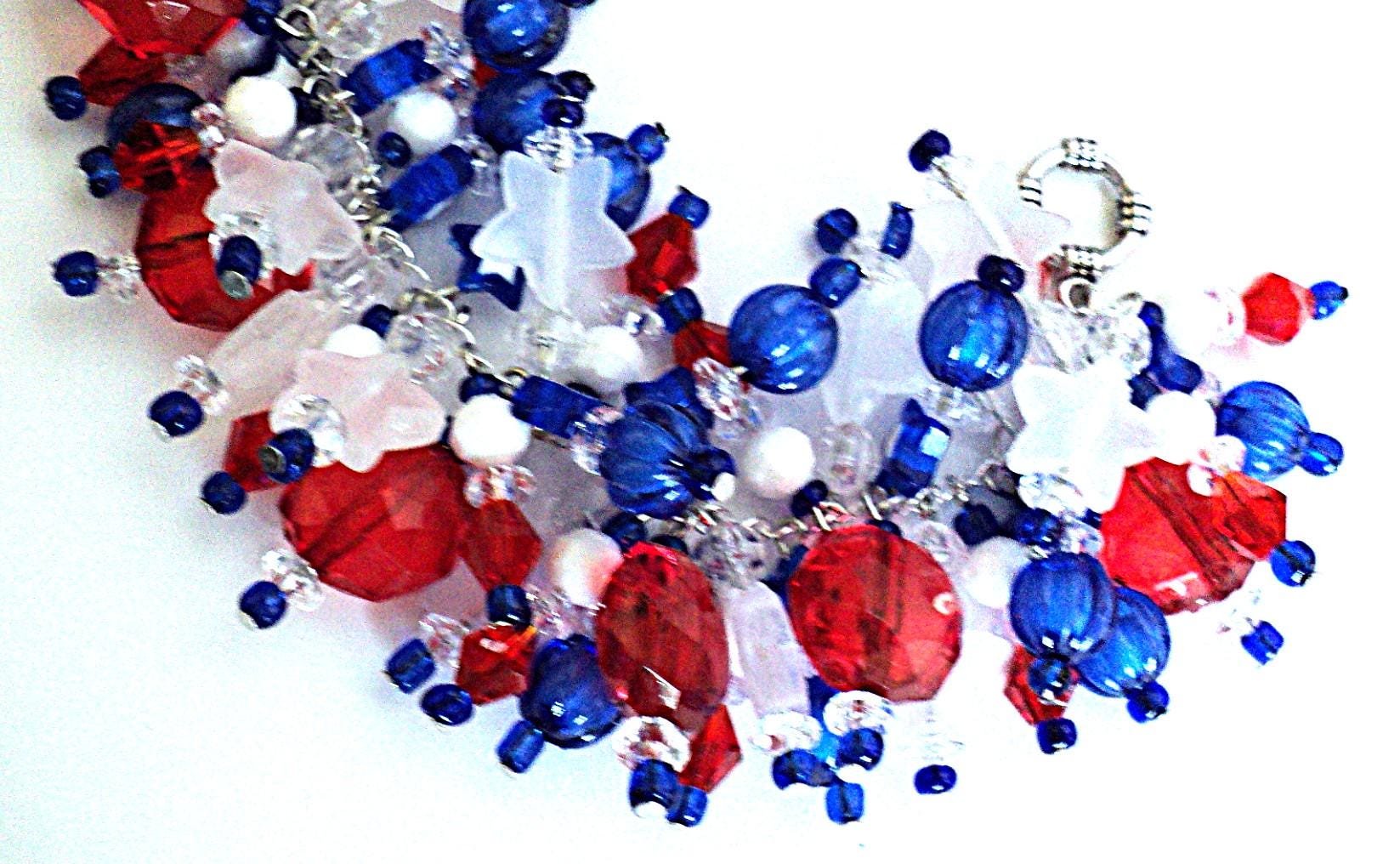 Braccialetto di perline del 4 luglio / Gioielli rossi, bianchi e blu / Regalo patriottico / Braccialetto americano / Gioielli del 4 luglio / Accessori del 4 luglio / USA - Italia