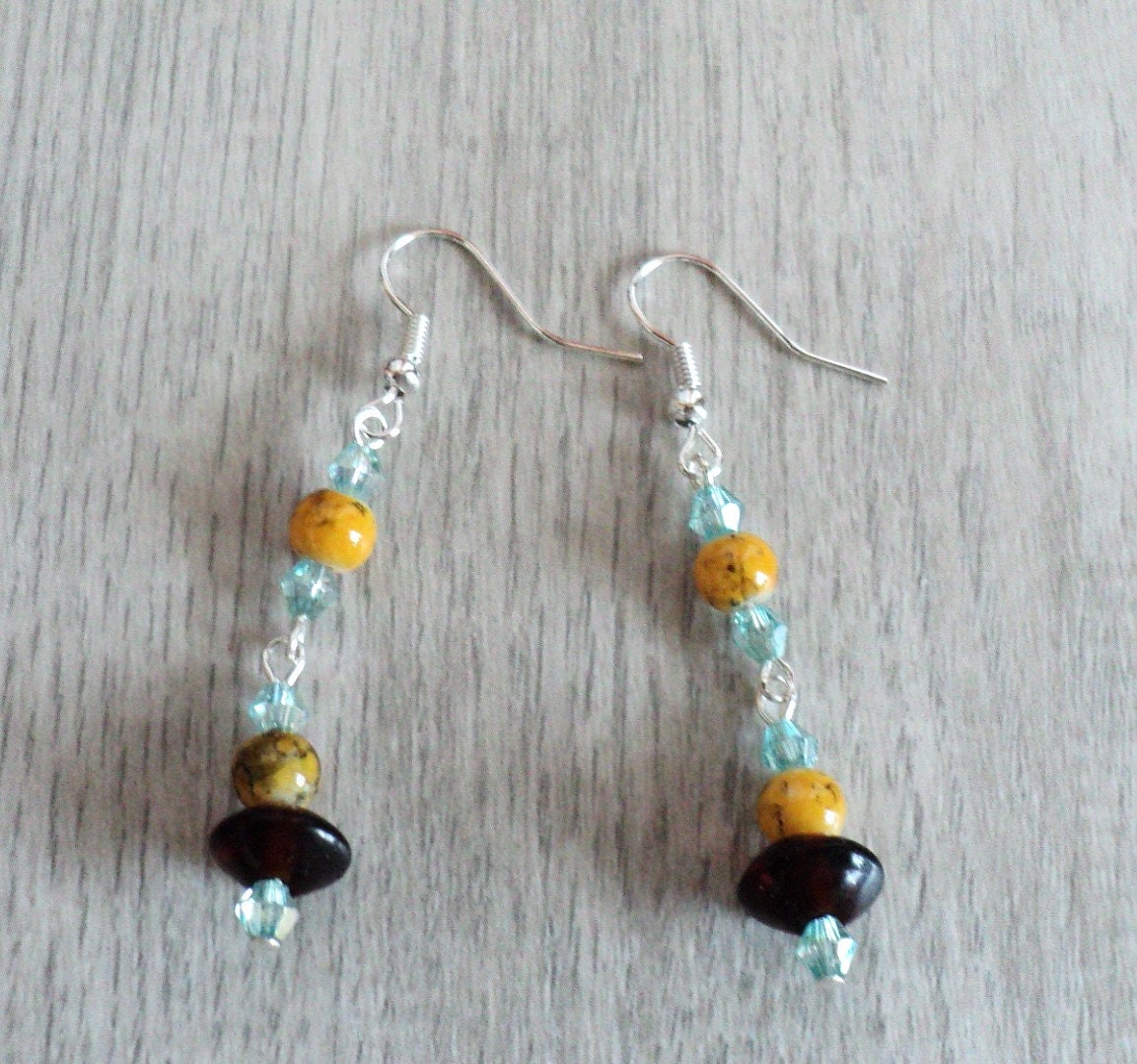 Ohrringe Glas und Kristall Ohrringe zwei gestufte Ohrringe | Etsy