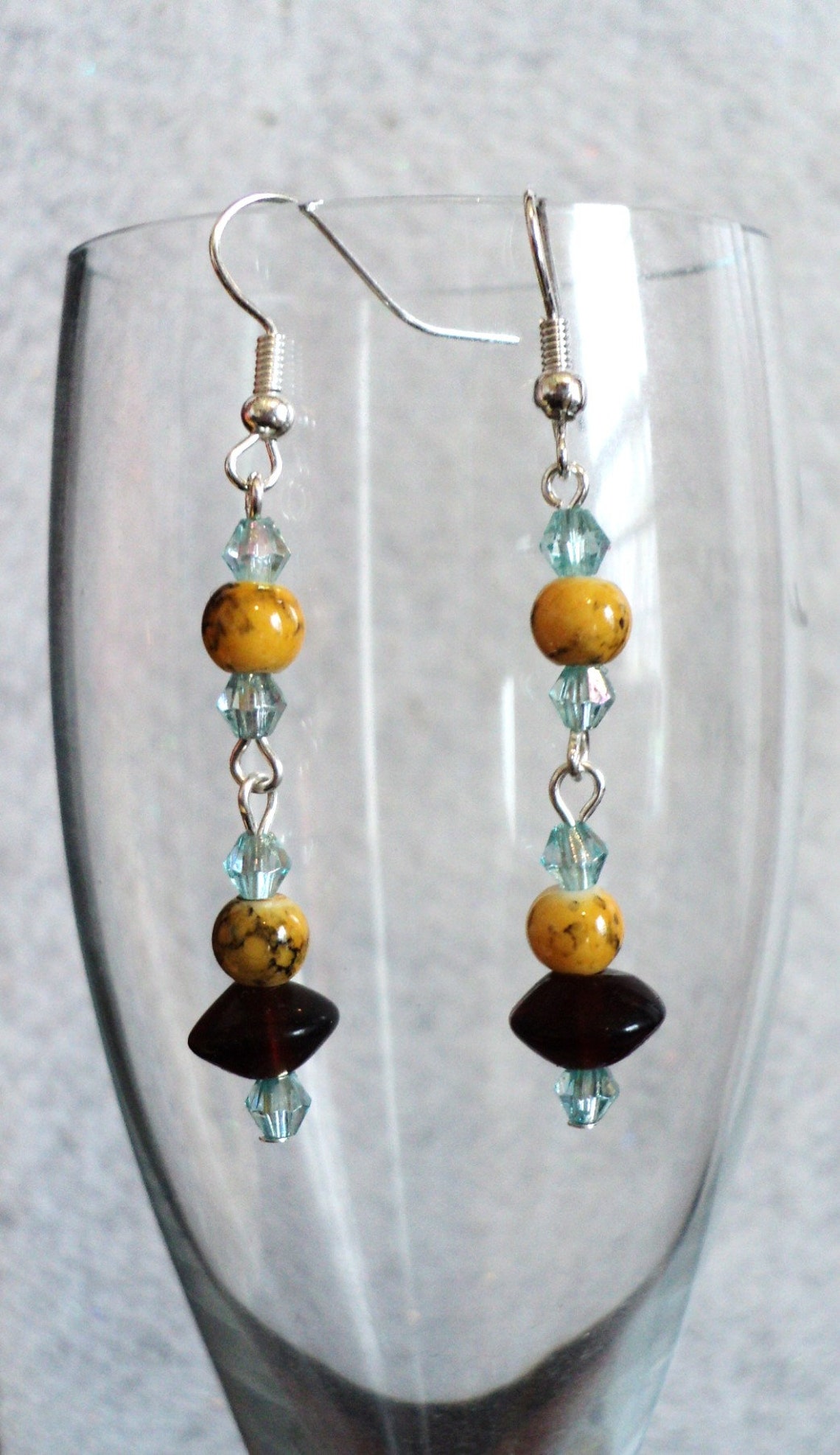 Ohrringe Glas und Kristall Ohrringe zwei gestufte Ohrringe | Etsy