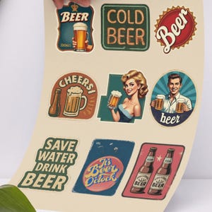 Vintage Beer Sticker Bundle - Printable Bar Decor for Beer Lovers  Home Pubs | Digital Retro Beer Labels  Brewery Art