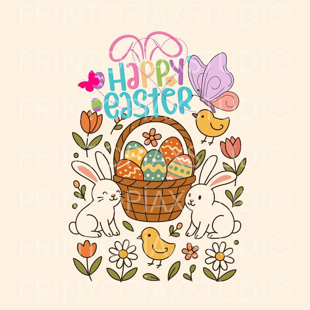 Easter Bunny & Egg Digital Clipart Bundle - Cute Spring Floral SVG PNG ...