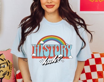 history huh tshirt . red white royal blue rainbow lgbtq shirt . first prince