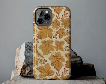 retro vintage fall phone case . autumn leaves acorn warm yellow orange iphone case . vintage wallpaper