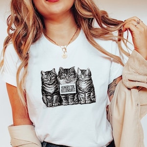 eat the rich cute hungry for billionaires kittens tshirts . black and white cat tshirt . anti-capitalist socialist shirt image 1