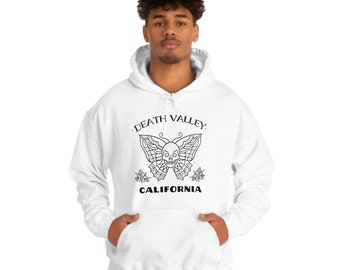 vintage death valley california hoodie . retro punk hiking goth aesthetic national park . mens womens unisex sweatshirt deaths head moth