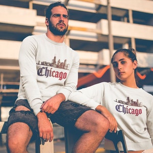 vintage chicago tshirt . goth chicago pride sweatshirt . windy city skyline souvenir mens womens unisex gender neutral image 3