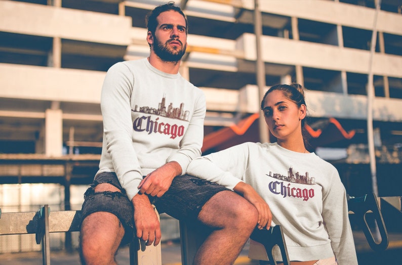 vintage chicago tshirt . goth chicago pride sweatshirt . windy city skyline souvenir mens womens unisex gender neutral image 3