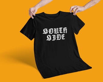 south side chicago tshirt . black white old english goth shirt sweatshirt