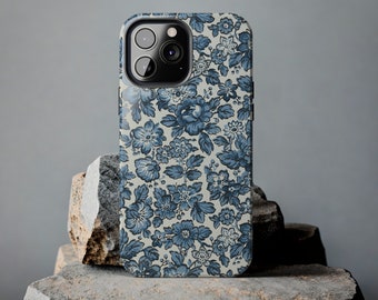 vintage floral wallpaper phone case . french blue white traditional classic iphone case iphone 11 12 13 14 pro max