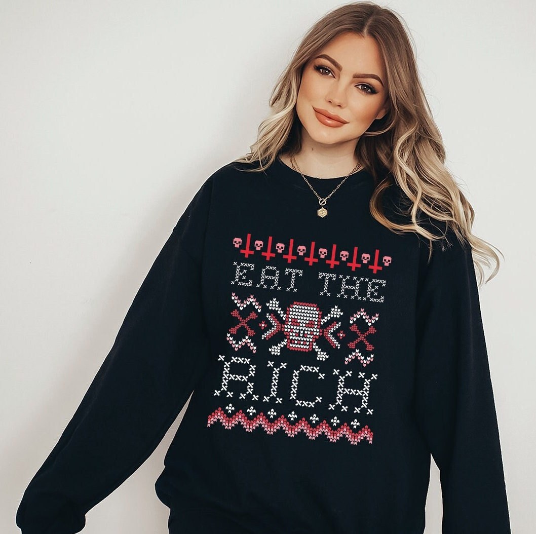 Eat the shop rich christmas sweater