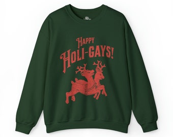 Happy Holi-Gays Sweatshirt Red Green LGBTQ Funny Christmas Sweater Hoodie