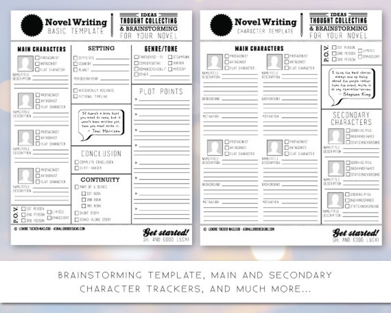Novel Writing Templates V1 Etsy