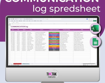 Communication Log Spreadsheet Template, Communication Activities Tracker, Client and Team Communication Tracker, Communication Log Sheet