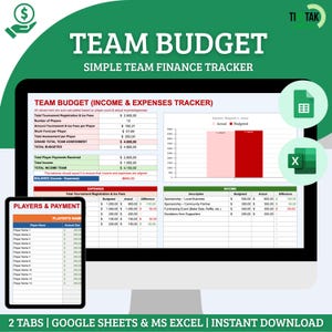 Youth Sports Budget Excel Template Etsy