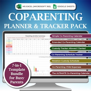 Coparenting Visitation Calendar Log Spreadsheet, Child Custody Calendar, Parenting Time Tracker, Custody Tracker Spreadsheet, Excel Google