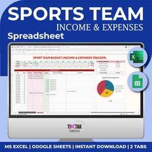 Sportclub-spelerbetalingen, spelerbetalingen en saldo-tracker, sportteamaccounting, geldbeheer sportteam, Excel Google Spreadsheets