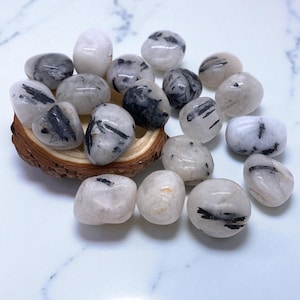 Tourmalinated Quartz Crystal | Black Tourmaline in Quartz | Protection Healing Stone | Raw or Polished Gemstone