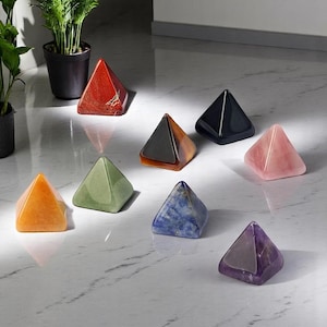 Gemstone Crystal Pyramid - 18mm Healing Stone Decor - Meditation Energy Pyramid - Crystal Grid Focal Point - Home Altar Gift