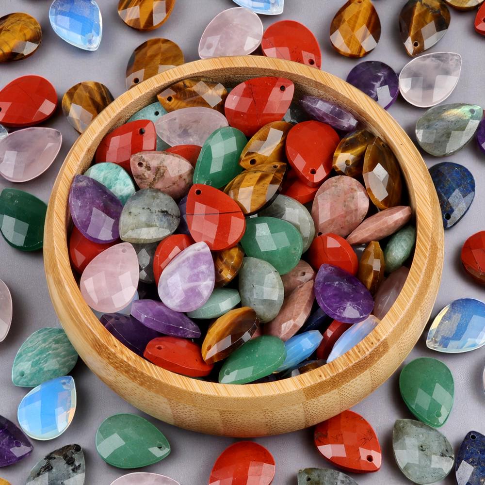 Faceted Gemstone Pendants - Natural Stone Jewelry Making - Teardrop Crystal Pendant - DIY Jewelry Supply