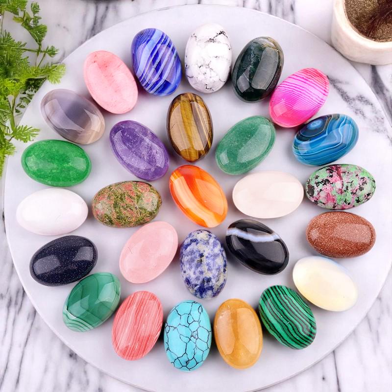 Polished Oval Gemstone Cabochons – Mixed Natural Crystal Flat Back Stones for Jewelry Making, Crafts & Decor 30X20mm