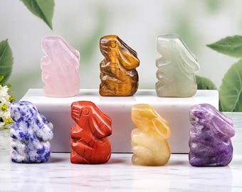 Crystal Bunny Figurine – Hand Carved Gemstone Rabbit for Easter Decor & Healing