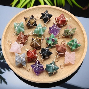 Wire Wrapped Merkaba Pendant – Crystal Star Necklace – Healing Stone Jewelry – Energy Healing Crystal Gift
