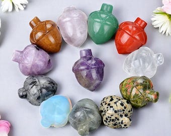 Crystal Acorn Carving – Natural Gemstone Acorns for Luck, Healing & Autumn Decor - Natural Gemstone Acorn for Luck Growth