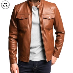 Men Vintage Italian Aged Leather Jacket -Slim Fit Firenze Leather Jacket -Rugged Worn Cafe Racer Leather Jacket-faded jacket -Gift for Him