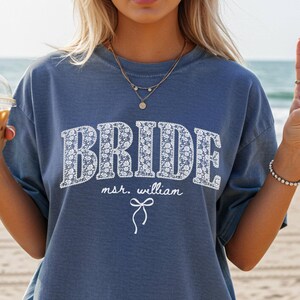 Pearl Lace Bride T-Shirt, Bride And Bridesmaid Matching Shirts, Bachelorette Party Shirts, Maid Of Honor Shirt, Bridal Party Tee image 1