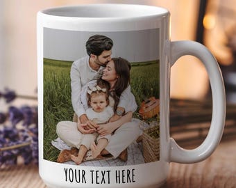 Custom Coffee Mug with Photo Personalized Picture Coffee Cup Anniversary Mug Gift for Him Customizable Text Mug to Men Gift for Dad Grandpa