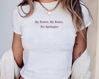 My Power Baby Tee Trendy Crop Top for Bachelorette Feminist Lesbian Raunchy Gift Funny Inappropriate Adult Humor Shirt Naughty Baby Tee