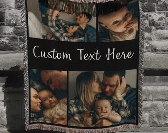 Custom Photo Woven Blanket: Personalized Keepsake Throw, Made in USA