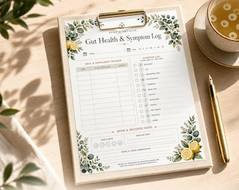 Gut Health Tracker | IBS Gut Healing Journal | SIBO Crohn's Wellness Planner | Food Sensitivity Log