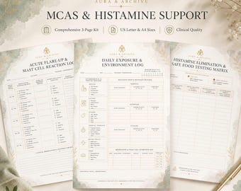 MCAS Symptom Tracker Printable, Mast Cell Activation Syndrome Log, Histamine Intolerance Journal, Chronic Illness Medical Planner PDF Kit