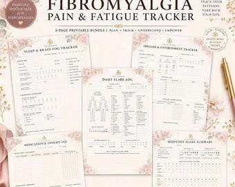 Fibromyalgie Schmerz & Fatigue Tracker, Skizze für chronische Krankheiten, Fibro Flare Journal, druckbares Schmerztagebuch PDF, medizinischer Planer