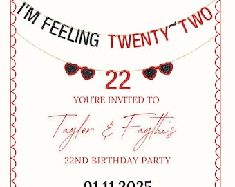 22nd Birthday Invitation