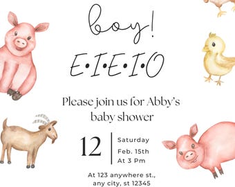 Custom Farm Baby Shower Invitation