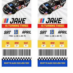 Custom NASCAR Birthday Party Invitation