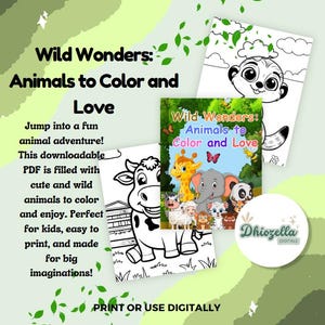 Digital Animal Coloring Book – Wild Wonders: Animals to Color and Love | PLR | Instant Download | Kids Activity Book
