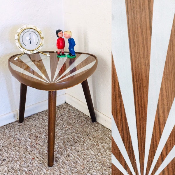 Vintage Plant Table, Mid Century Accent Table, Formica Table, Plant Table, Side End Table, German Vintage Table, Ray of Sun, Space Age Table