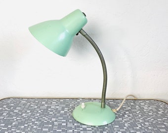 Mid Century Gooseneck Table Lamp in Mint