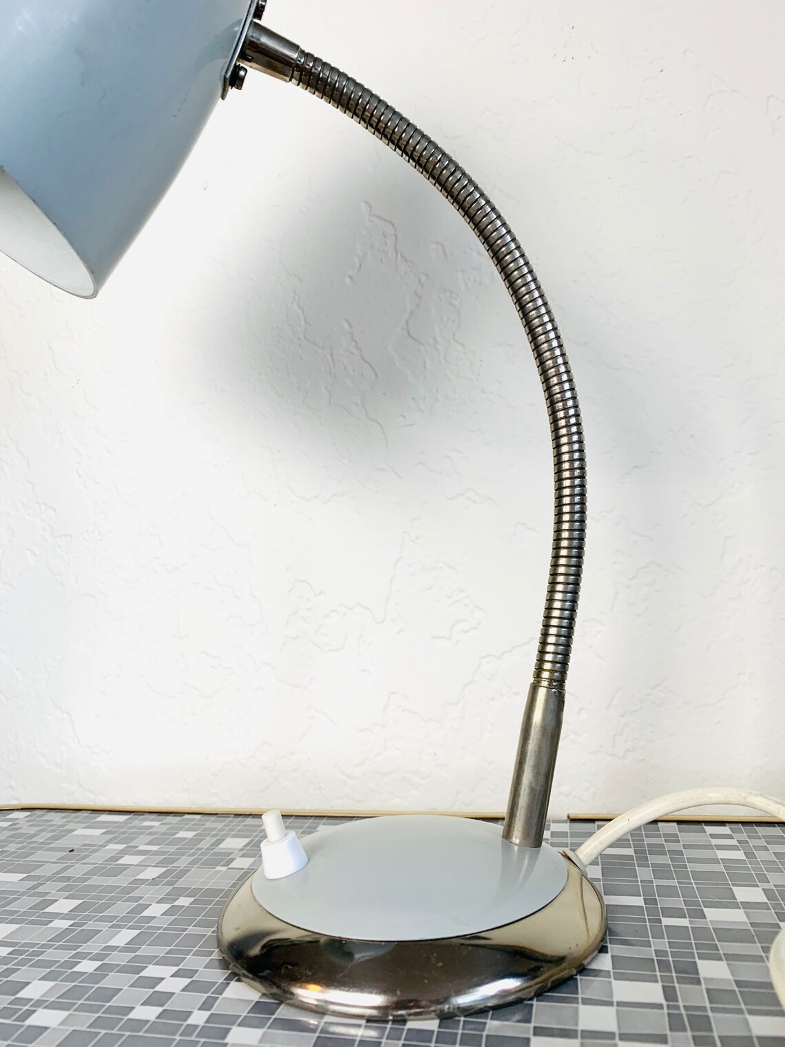 Vintage Gooseneck Table Lamp Gray Etsy
