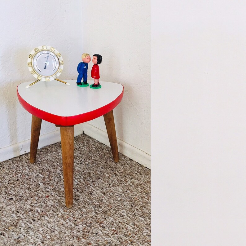Mid Century Side Table Formica Kidney Plant Stool Stand Tripod Display Vintage