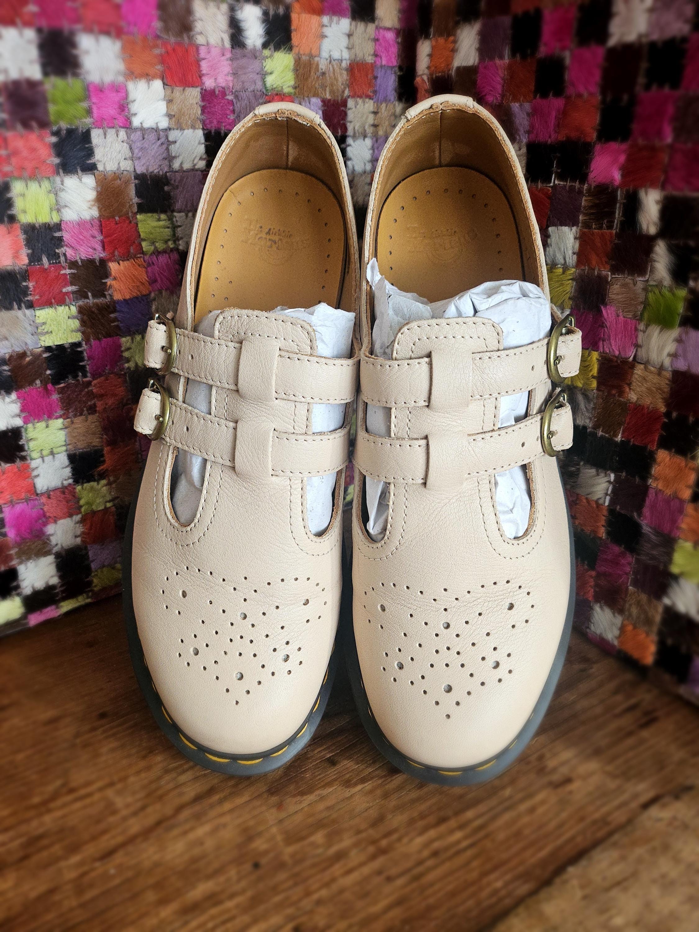 Dr Martens Mary Janes – Parchment Beige Leather, UK 8 - Etsy