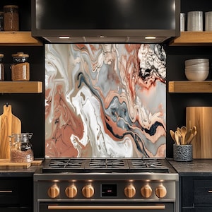 Modern Marble Glass Backsplash, Tempered Glass Kitchen Backsplash, Stove Wall Protector, Glass Splashback, Backsplash for Kitchen Tile